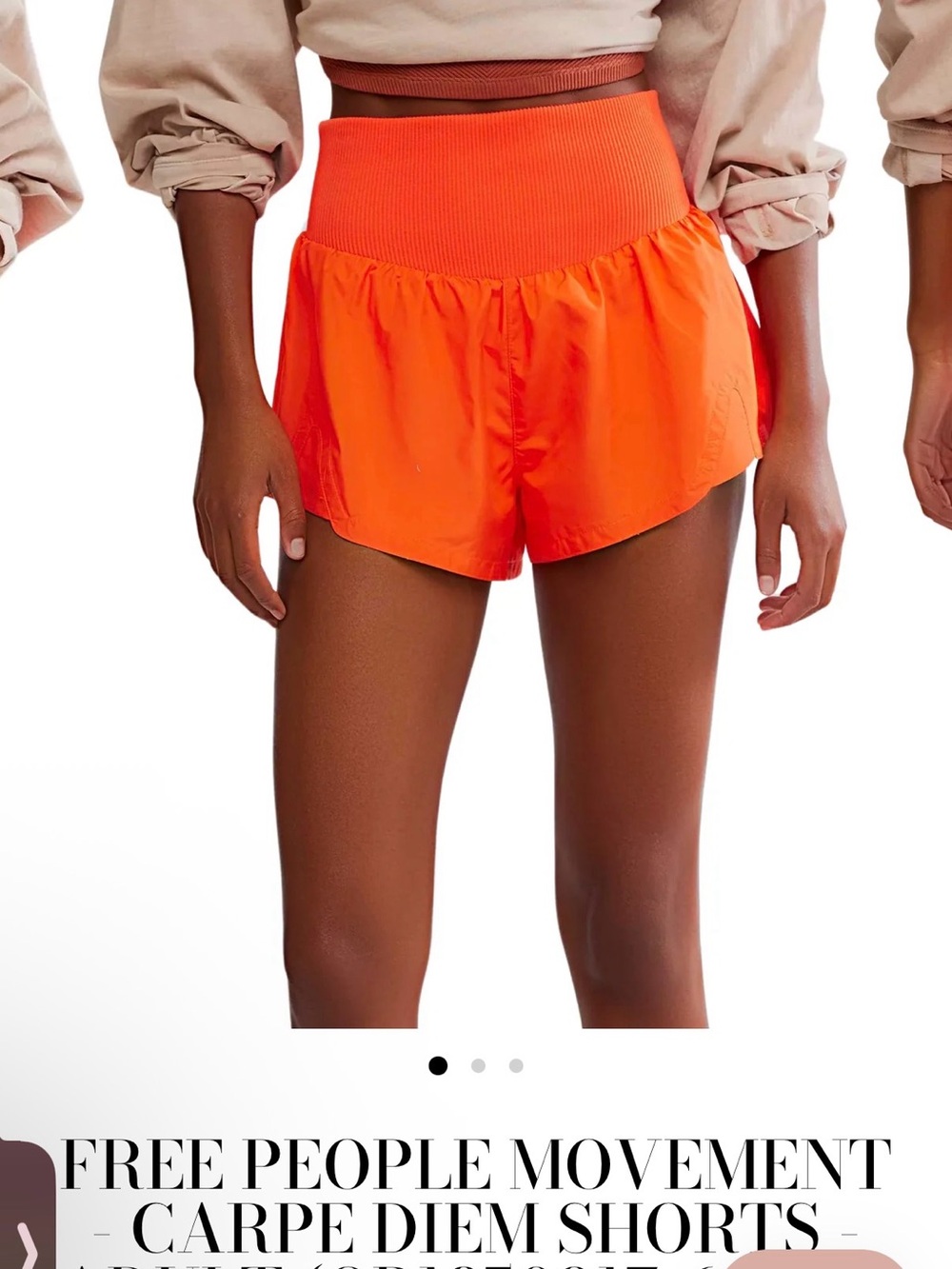 Free People Bright Orange Ribbed-Waist Athletic Shorts